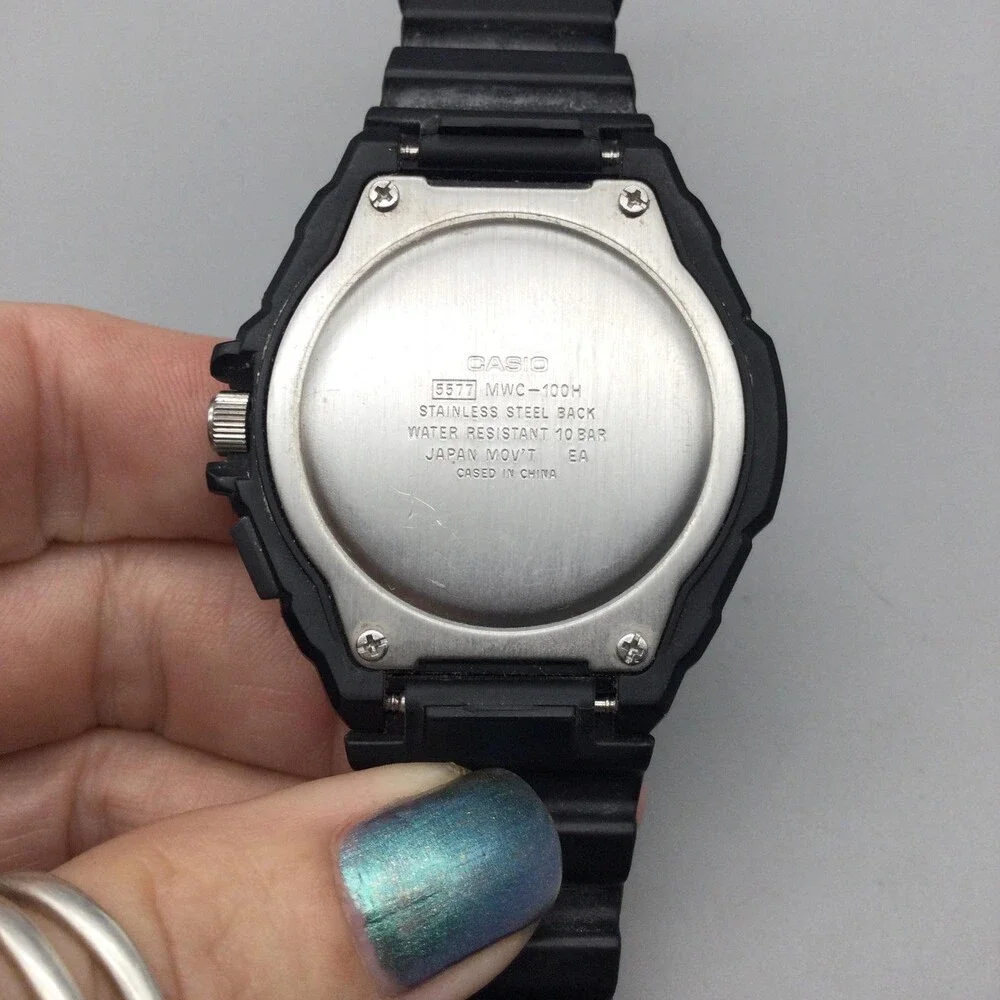 Casio Illuminator 5577 MWC-100H Mens Watch 44mm Black Dial New Battery